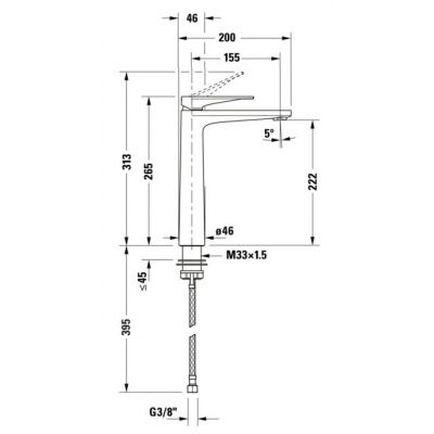 Duravit Tulum bateria umywalkowa stojąca chrom TU1040002010