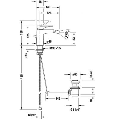 Duravit Tulum bateria bidetowa stojąca chrom TU2400001010