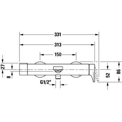 Duravit Tulum bateria wannowo-prysznicowa ścienna chrom TU5230000010