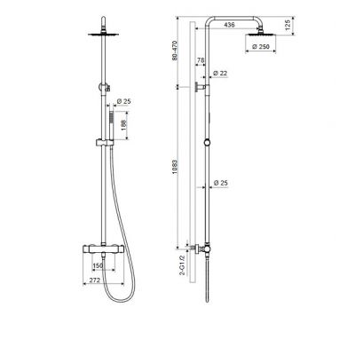 Excellent Termo Round zestaw prysznicowy ścienny termostatyczny z deszczownicą mosiądz szczotkowany ARAC.SY.107CB