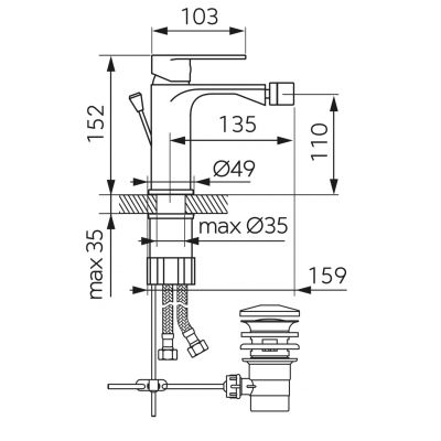 Ferro Talassa bateria bidetowa stojąca chrom BAL6