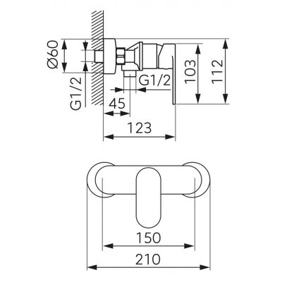 Ferro Talassa bateria prysznicowa ścienna chrom BAL7