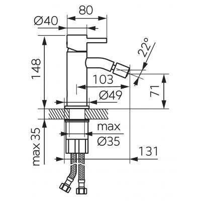 Ferro Ciriculus bateria bidetowa stojąca chrom BCK6