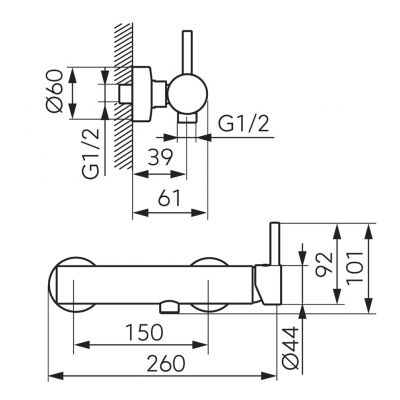 Ferro Ciriculus bateria prysznicowa ścienna złoty szczotkowany BCK77BG
