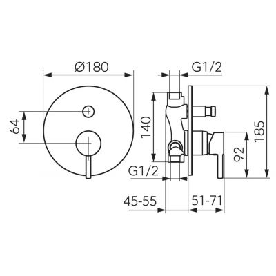 Ferro Ciriculus bateria wannowo-prysznicowa podtynkowa gun metal BCK7PGM