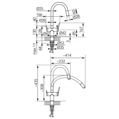 Ferro Filtrata bateria kuchenna do filtra wody stojąca chrom-czarna BFT41B