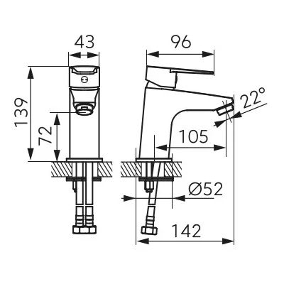 Ferro Ritto bateria umywalkowa stojąca chrom BTR2