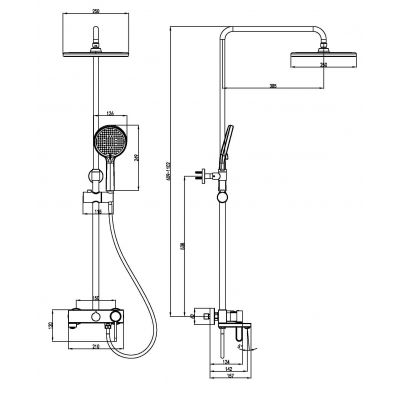 FDesign Zaffiro zestaw prysznicowy ścienny z deszczownicą złoty szczotkowany FD1-ZFR-7-57
