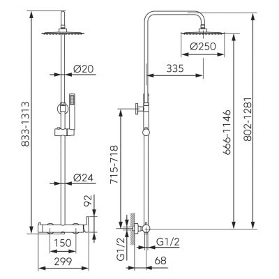Ferro Ciriculus zestaw prysznicowy ścienny z deszczownicą chrom NP85-BCK7U
