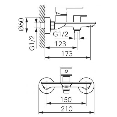 Ferro Talassa bateria wannowo-prysznicowa ścienna chrom BAL1