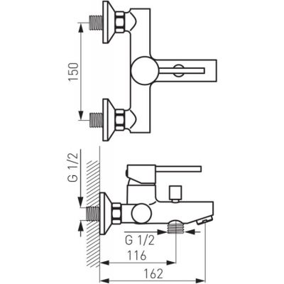 FDesign Flusso bateria wannowo-prysznicowa ścienna chrom FD1-FLS-1-11