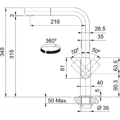 Franke Mythos Pull-Out bateria kuchenna stojąca stal 115.0547.853