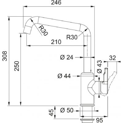 Franke Urban bateria kuchenna stojąca chrom 115.0595.062