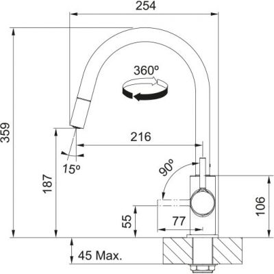 Franke Lina J pull-out bateria kuchenna stojąca kamienny szary 115.0747.508