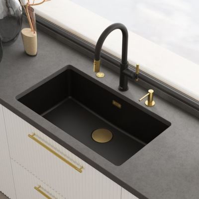 Franke Maris Stripes J pull-out bateria kuchenna stojąca czarny mat/złoty 115.0747.673