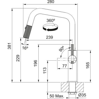 Franke Maris Stripes U pull-out bateria kuchenna stojąca czarny mat/złoty 115.0747.676