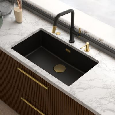 Franke Maris Stripes U pull-out bateria kuchenna stojąca czarny mat/złoty 115.0747.676