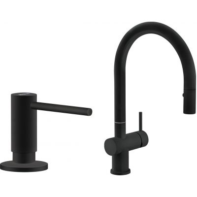 Zestaw Franke Active Neo bateria kuchenna stojąca z dozownikiem do płynów 300 ml czarny mat (1150653404, 1190547906)