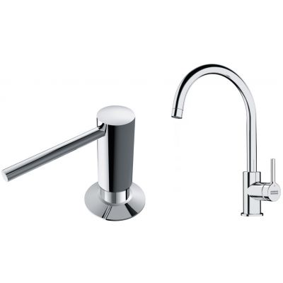 Zestaw Franke Lina bateria kuchenna stojąca z dozownikiem do płynów 350 ml chrom (1150693228, 1190584065)