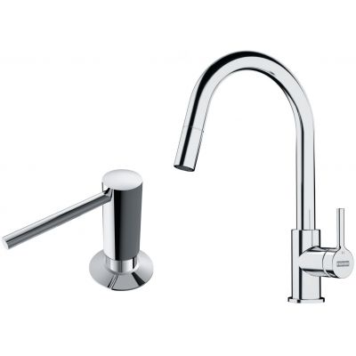 Zestaw Franke Lina bateria kuchenna stojąca z dozownikiem do płynów 350 ml chrom (1150693229, 1190584065)