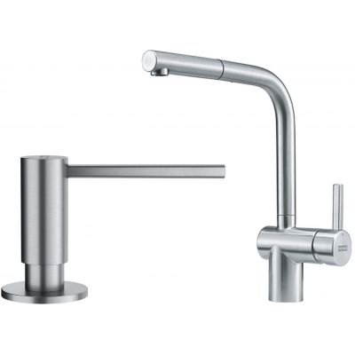 Zestaw Franke Atlas bateria kuchenna stojąca z dozownikiem do płynów 350 ml stal szlachetna (1150521438, 1120717084)