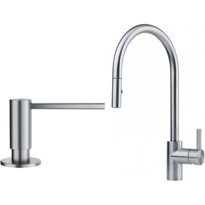 Zestaw Franke Eos bateria kuchenna stojąca z dozownikiem do płynów 350 ml stal szlachetna (1150590045, 1120717084)