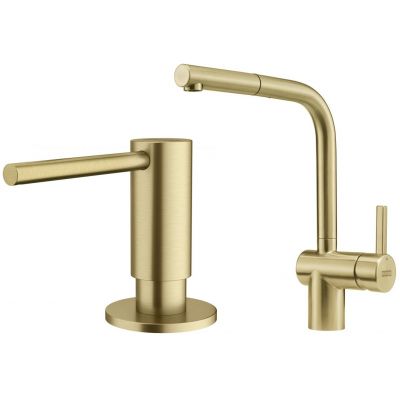 Zestaw Franke Atlas bateria kuchenna stojąca z dozownikiem do płynów 350 ml złoto (1150681242, 1120717105)