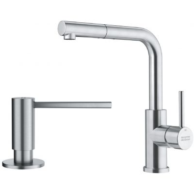 Zestaw Franke Smart Glenda bateria kuchenna stojąca z dozownikiem do płynów 350 ml stal szlachetna (1150706986, 1120717084)