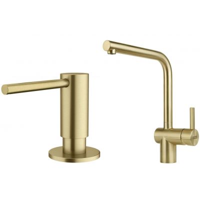 Zestaw Franke Atlas bateria kuchenna stojąca z dozownikiem do płynów 350 ml złoto (1150681241, 1120717105)