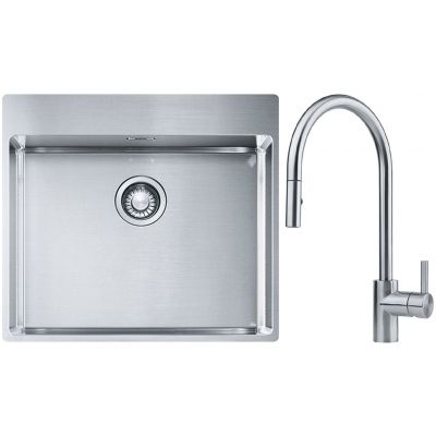 Franke Box BXX 210-54 TL zlewozmywak 57x51 cm stalowy z baterią kuchenną Eos stal szlachetna (1270369295, 1150590045)