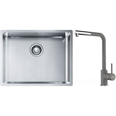 Franke Box BXX 110-54/ BXX 210-54 zlewozmywak 58x45 cm stalowy z baterią kuchenną Sirius Side chrom (1270453660, 1150668280)