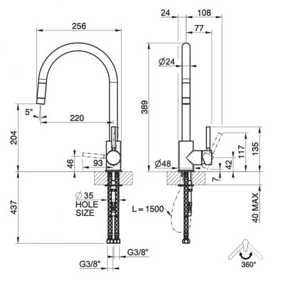 Gessi Neutron bateria kuchenna stojąca chrom 17120.031