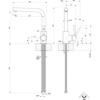 Gessi Neutron bateria kuchenna stojąca chrom 17155.031