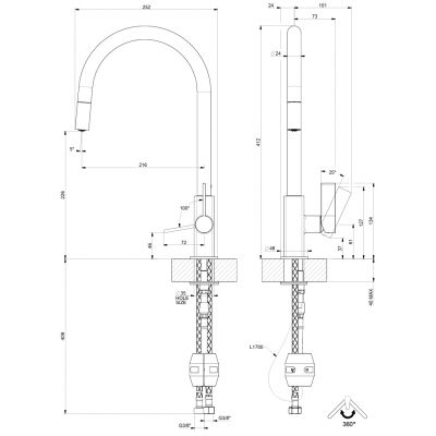 Gessi Monaco bateria kuchenna stojąca chrom 17163.031