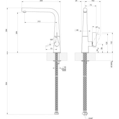 Gessi Proton bateria kuchenna stojąca nikiel 17175.149