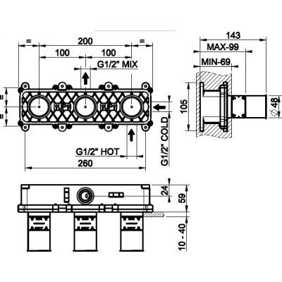 Gessi Venti20 element podtynkowy baterii 54139.239