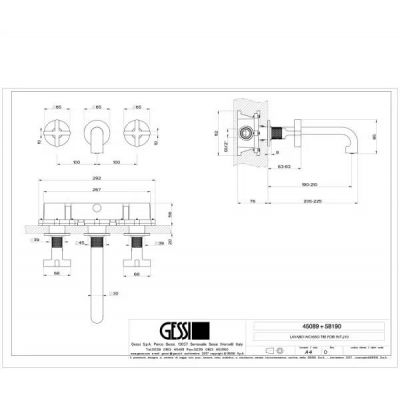 Gessi Inciso bateria umywalkowa podtynkowa czarna 58190.299