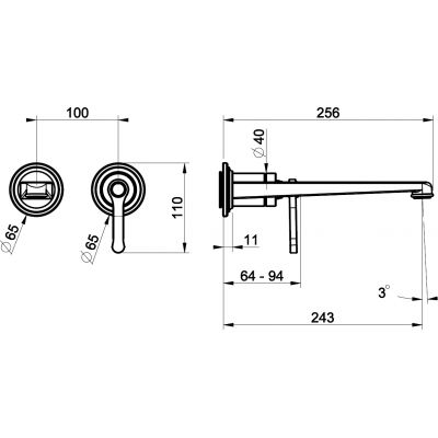 Gessi Venti20 bateria umywalkowa podtynkowa mosiądz szczotkowany 65088.727