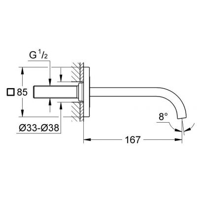 Grohe Allure F-digital wylewka wannowa ścienna chrom 13335000