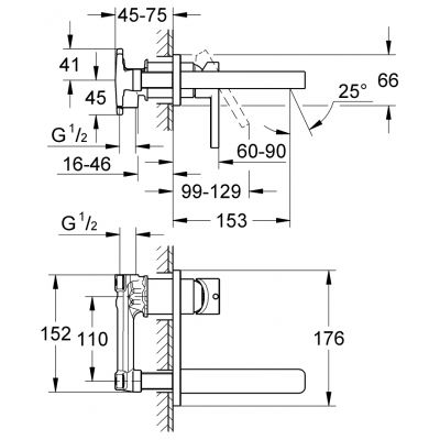 Grohe Lineare bateria umywalkowa podtynkowa 2-otworowa chrom 19409000