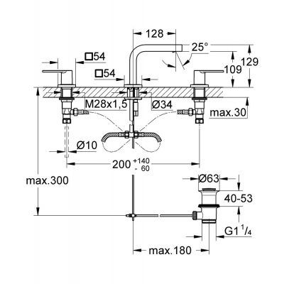 Grohe Quadra bateria umywalkowa 3-otworowa chrom 20306000