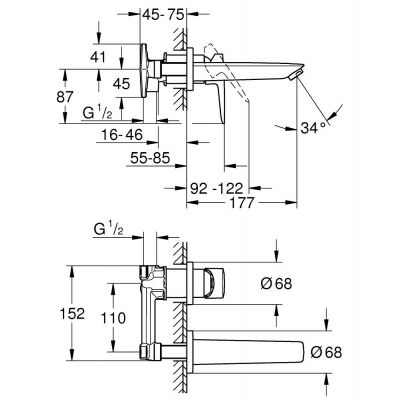 Grohe BauEdge bateria umywalkowa podtynkowa chrom 20474001