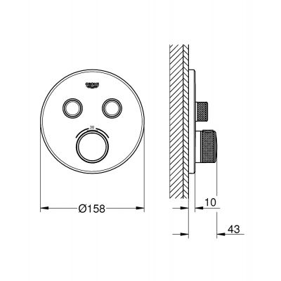 Grohe Grohtherm SmartControl zestaw prysznicowy podtynkowy termostatyczny z deszczownicą cool sunrise (35600000, 29119GL0, 27074GL0, 27057GL0, 28362GL0, 26066GL0, 26574GL0)