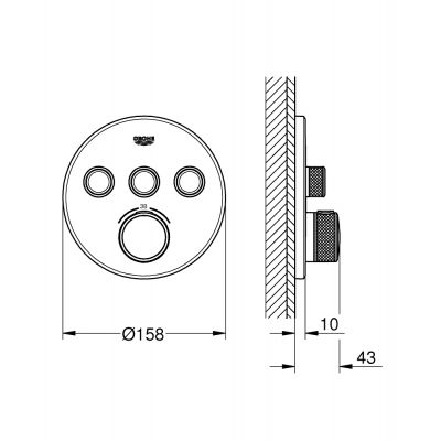 Grohe Grohtherm SmartControl zestaw prysznicowy podtynkowy termostatyczny z deszczownicą brushed hard graphite (35600000, 26483000, 29121AL0, 27074AL0, 27057AL0, 28362A00, 26475AL0, 26465AL0)