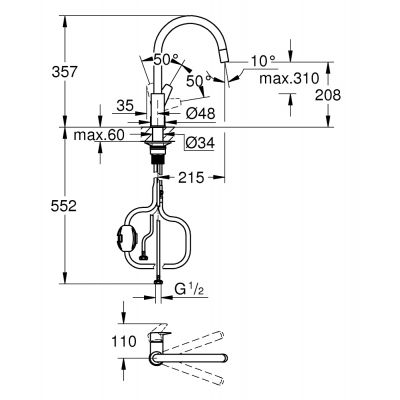 Grohe Start Edge bateria kuchenna stojąca chrom 30551000