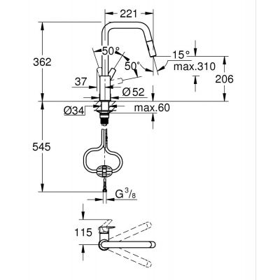 Grohe Start bateria kuchenna stojąca stal 30631DC0
