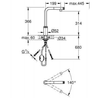 Grohe Minta Smartcontrol bateria kuchenna stojąca hard graphite 31613A00