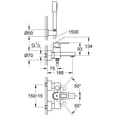 Grohe Quadra bateria wannowo-prysznicowa ścienna chrom 32639000