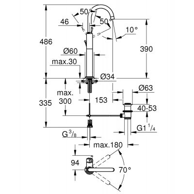 Grohe Atrio bateria umywalkowa stojąca wysoka chrom 32647001