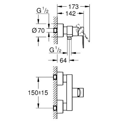 Grohe Lineare bateria prysznicowa ścienna Brushed Hard Graphite 33865AL1